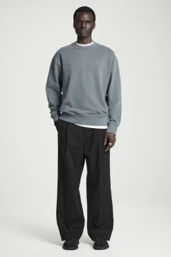 New COS FADED MOCK-NECK SWEATSHIRT WASHED BLACK