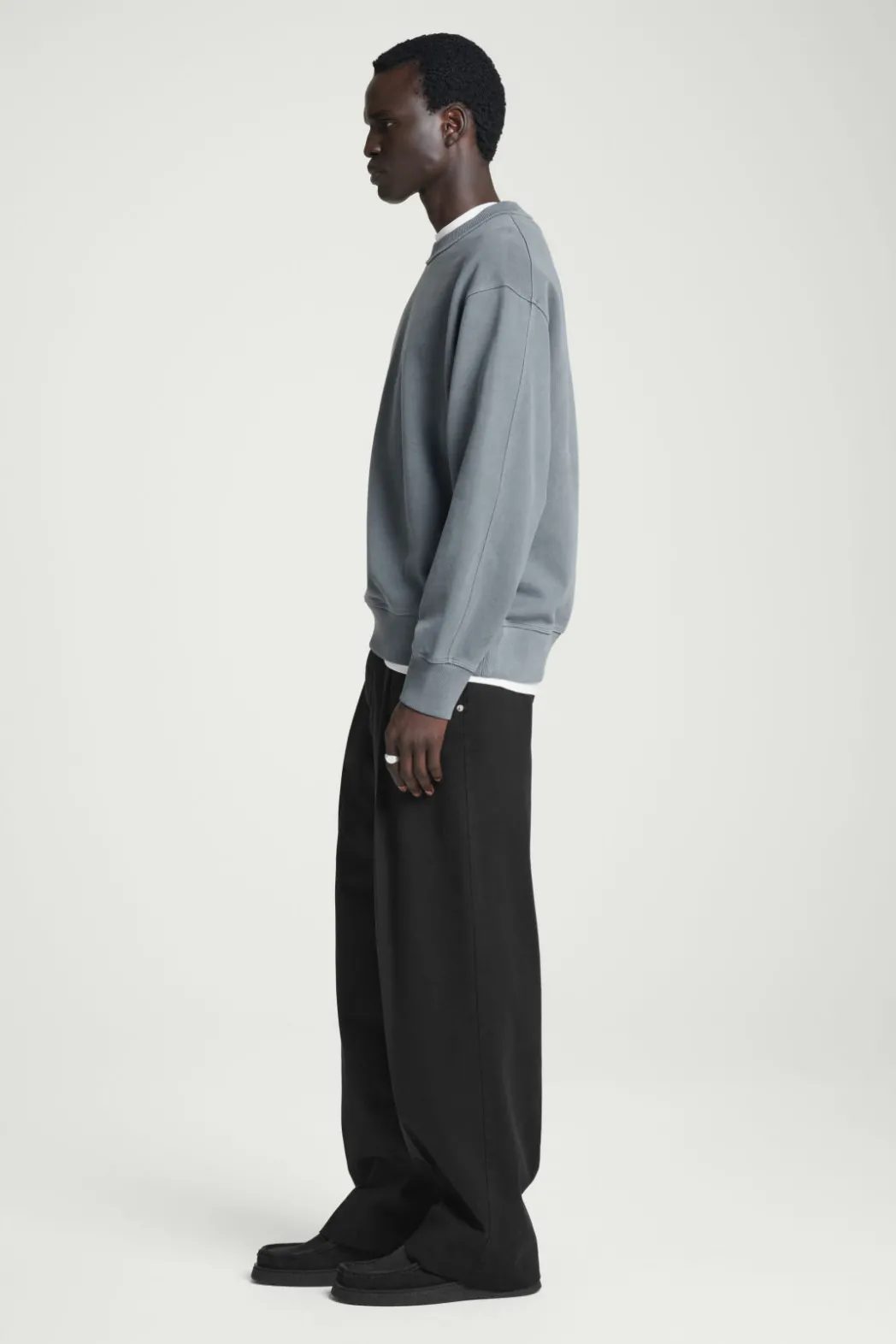 New COS FADED MOCK-NECK SWEATSHIRT WASHED BLACK