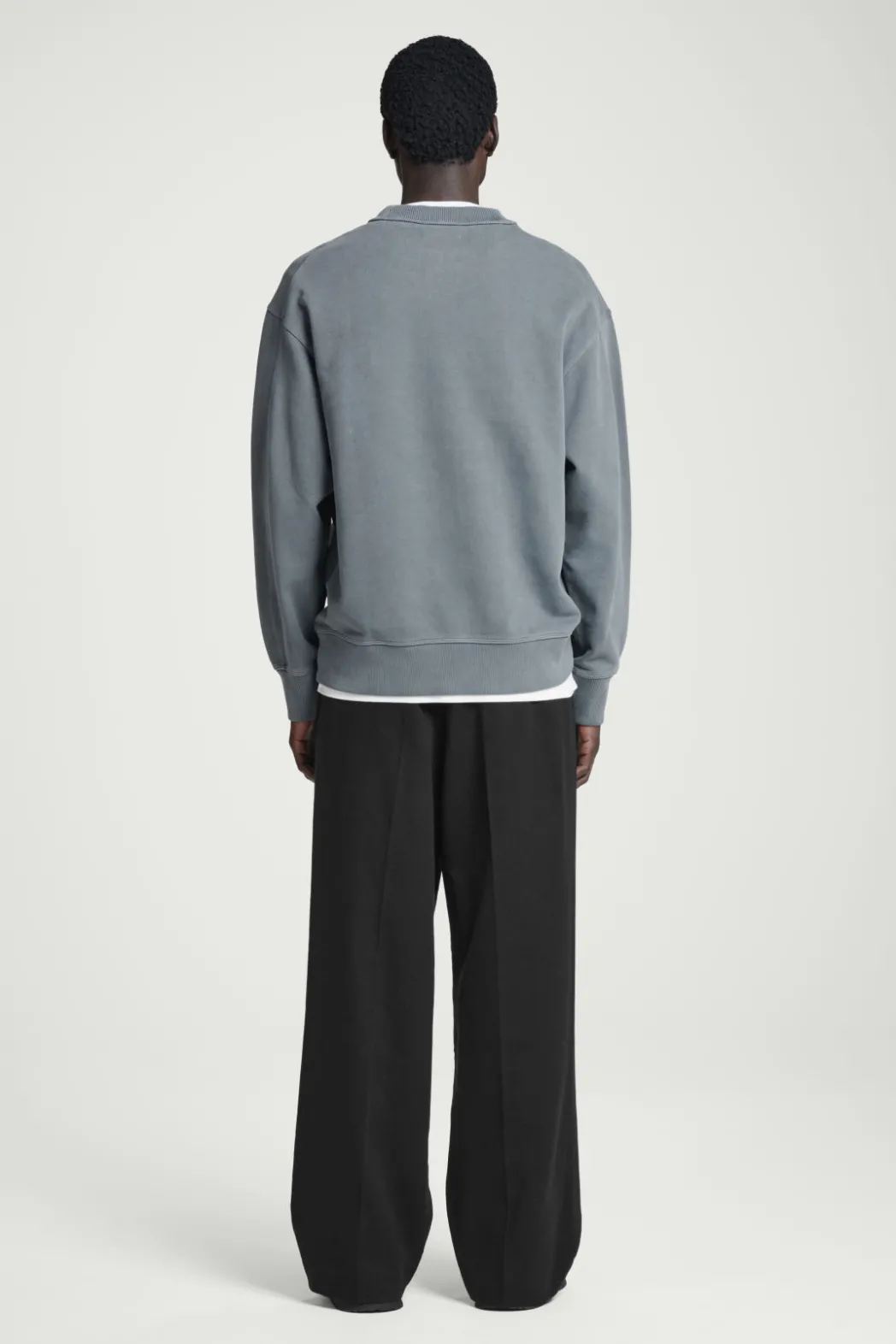 New COS FADED MOCK-NECK SWEATSHIRT WASHED BLACK