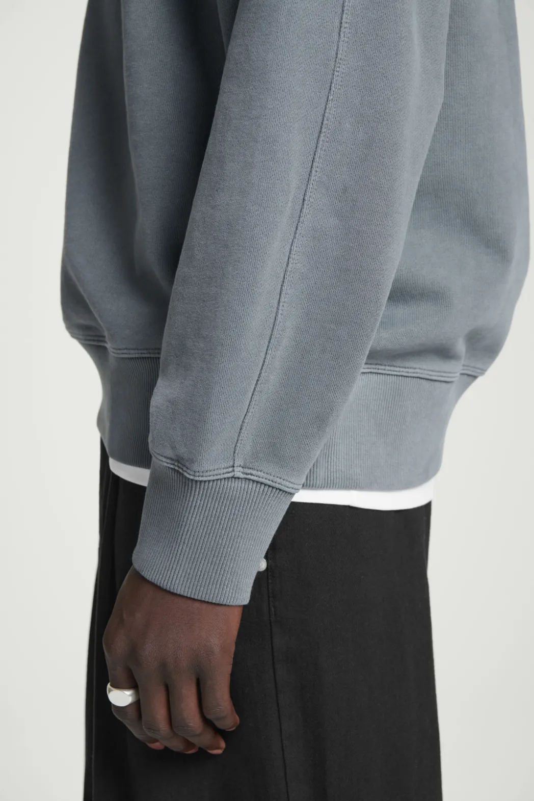 New COS FADED MOCK-NECK SWEATSHIRT WASHED BLACK
