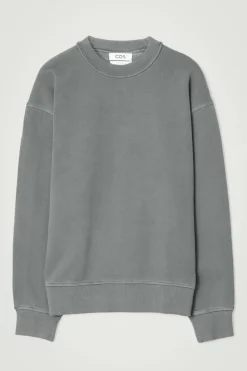 New COS FADED MOCK-NECK SWEATSHIRT WASHED BLACK