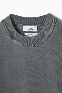 New COS FADED MOCK-NECK SWEATSHIRT WASHED BLACK