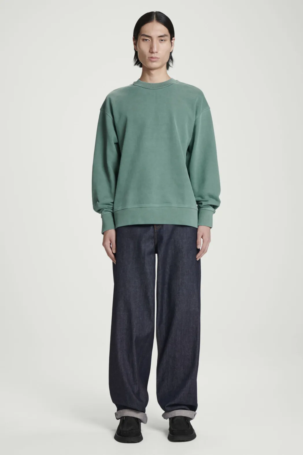 Sale COS FADED MOCK-NECK SWEATSHIRT GREEN