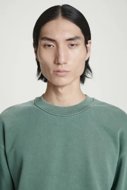 Sale COS FADED MOCK-NECK SWEATSHIRT GREEN