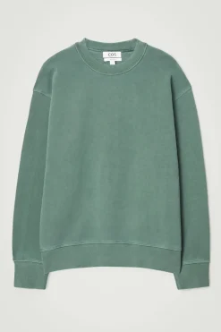 Sale COS FADED MOCK-NECK SWEATSHIRT GREEN