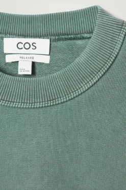 Sale COS FADED MOCK-NECK SWEATSHIRT GREEN