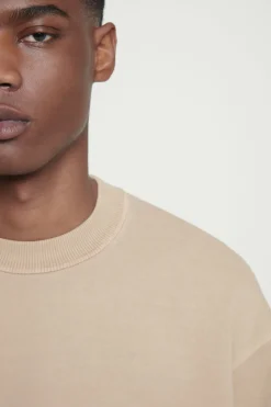 COS FADED MOCK-NECK SWEATSHIRT BEIGE
