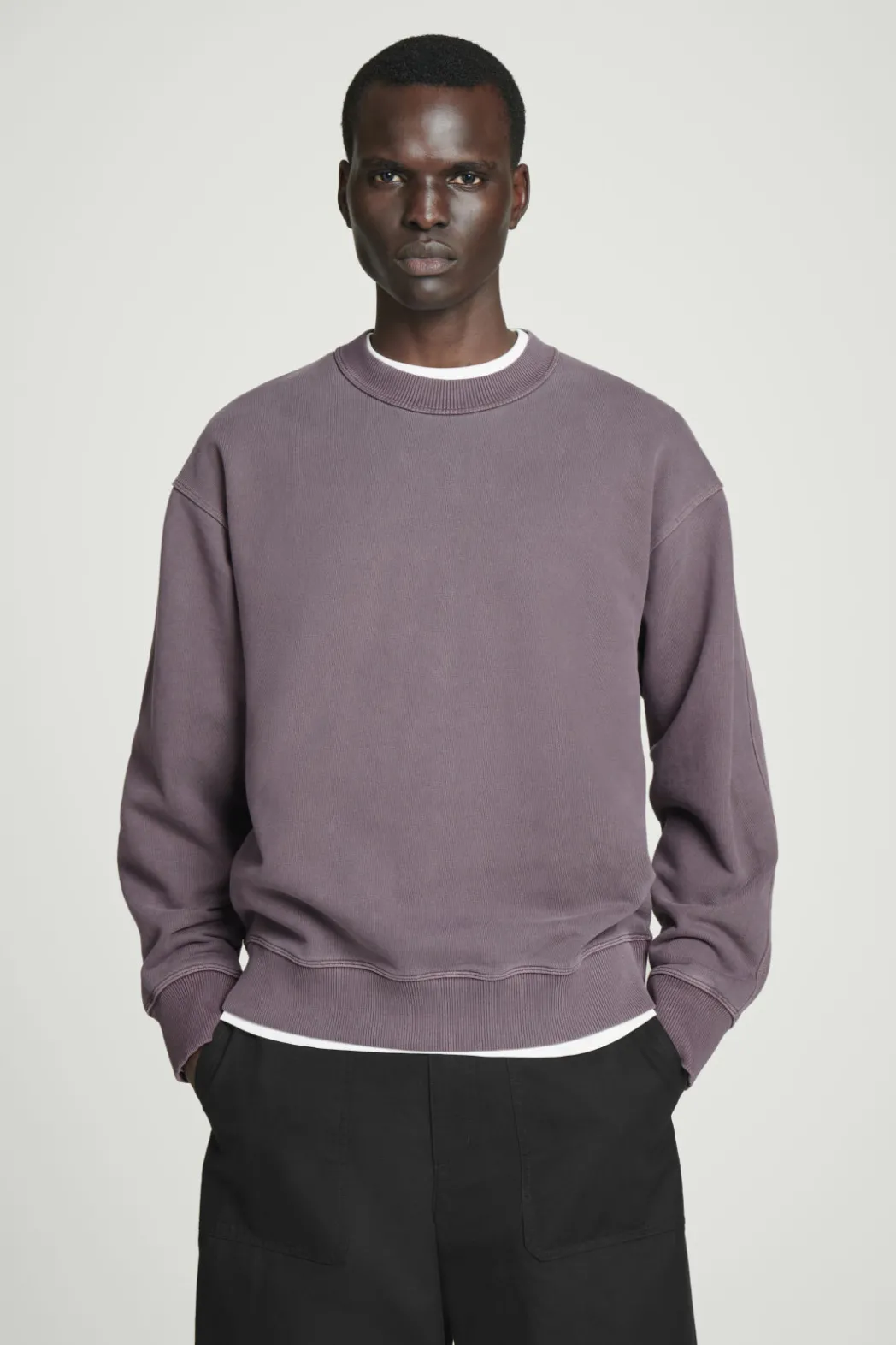New COS FADED MOCK-NECK SWEATSHIRT PLUM