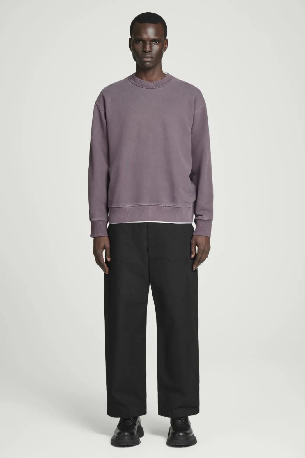 New COS FADED MOCK-NECK SWEATSHIRT PLUM