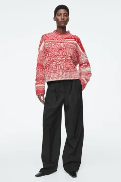 Outlet COS FAIR ISLE WOOL AND CASHMERE SWEATER RED / CREAM