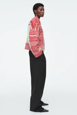 Outlet COS FAIR ISLE WOOL AND CASHMERE SWEATER RED / CREAM