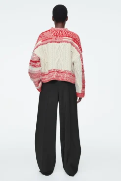 Outlet COS FAIR ISLE WOOL AND CASHMERE SWEATER RED / CREAM