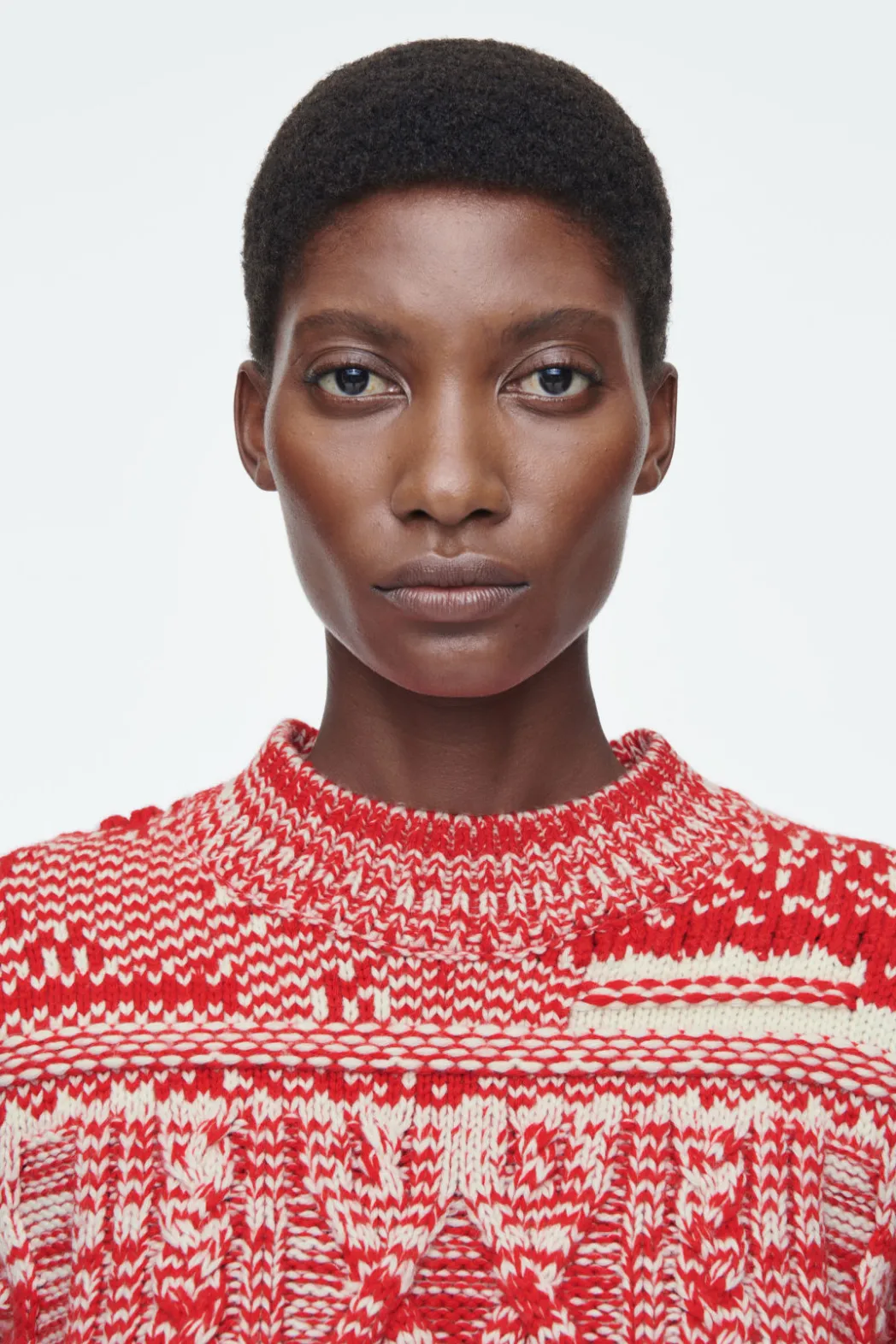Outlet COS FAIR ISLE WOOL AND CASHMERE SWEATER RED / CREAM