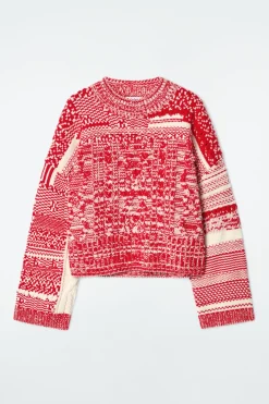 Outlet COS FAIR ISLE WOOL AND CASHMERE SWEATER RED / CREAM