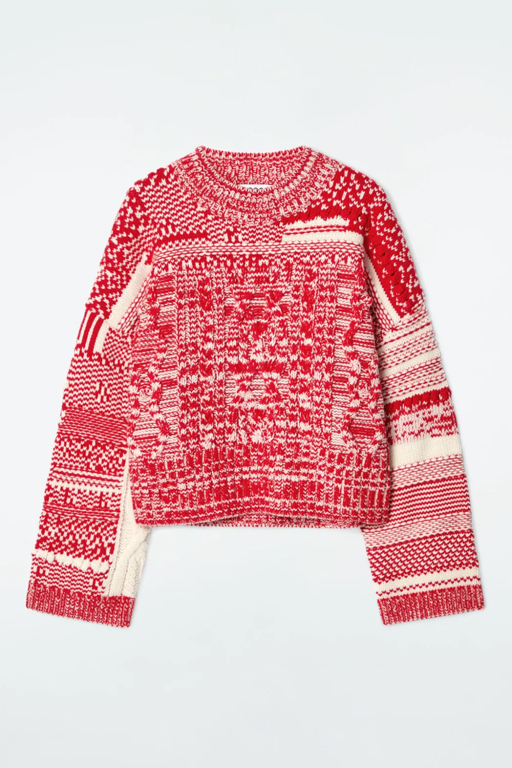 Outlet COS FAIR ISLE WOOL AND CASHMERE SWEATER RED / CREAM