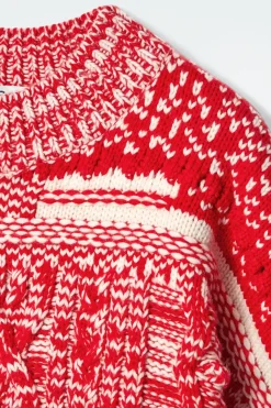 Outlet COS FAIR ISLE WOOL AND CASHMERE SWEATER RED / CREAM