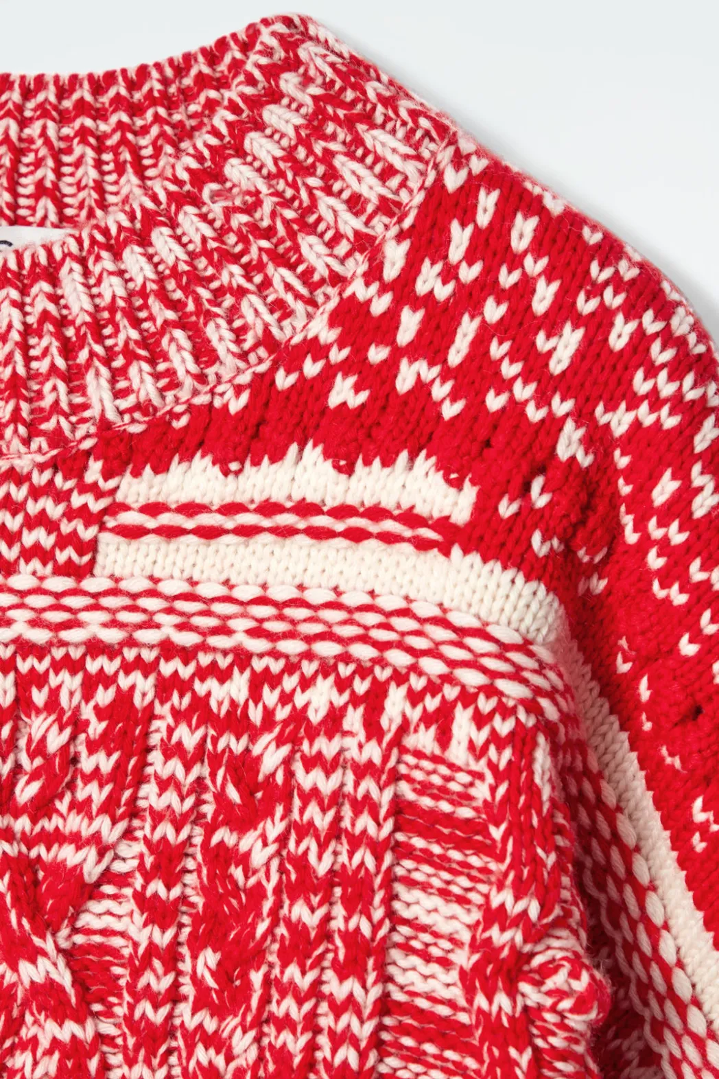 Outlet COS FAIR ISLE WOOL AND CASHMERE SWEATER RED / CREAM