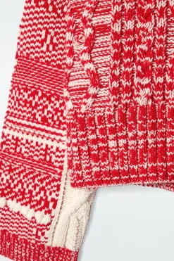 Outlet COS FAIR ISLE WOOL AND CASHMERE SWEATER RED / CREAM
