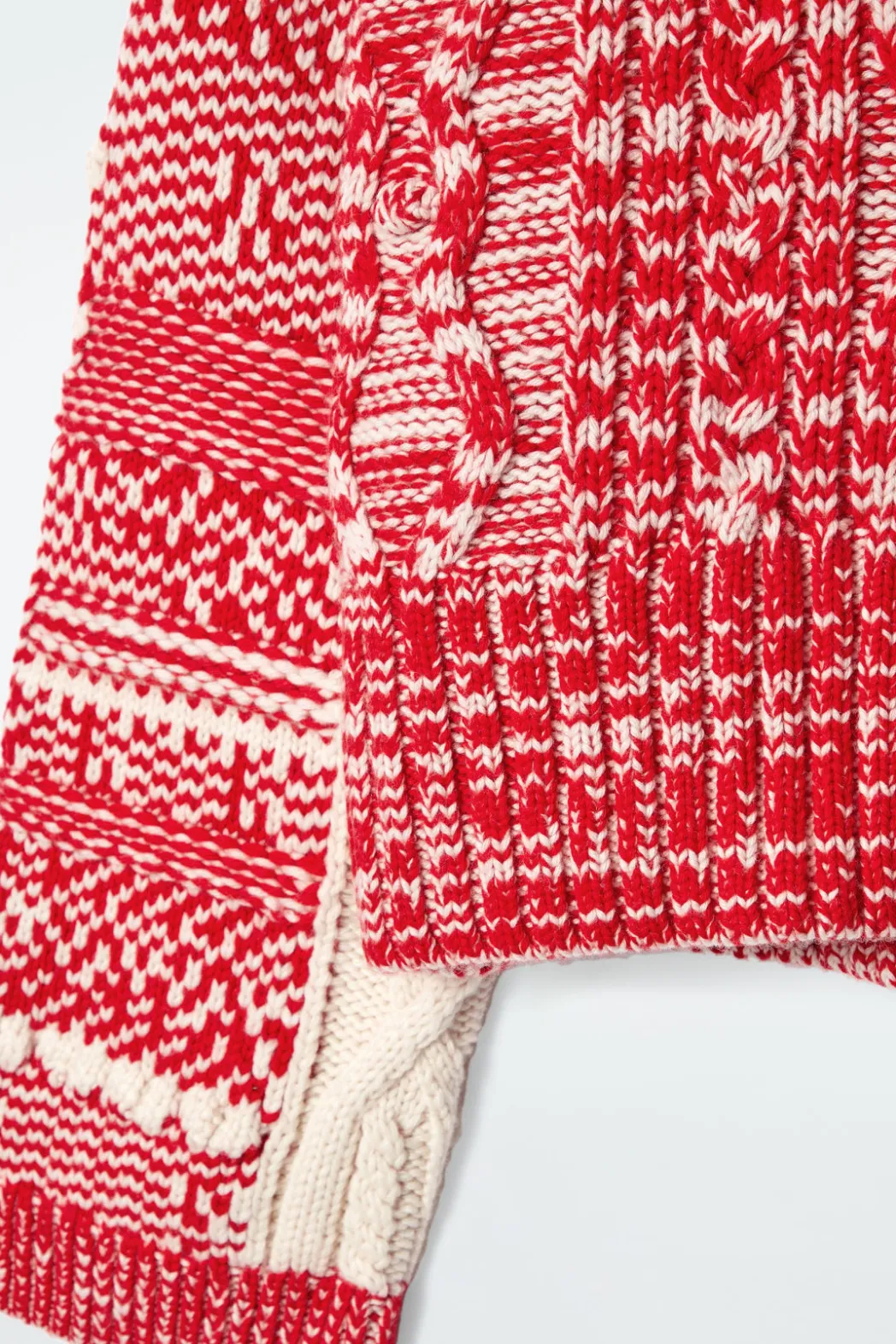 Outlet COS FAIR ISLE WOOL AND CASHMERE SWEATER RED / CREAM