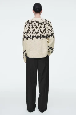 Discount COS FAIR-ISLE WOOL SWEATER IVORY / BLACK