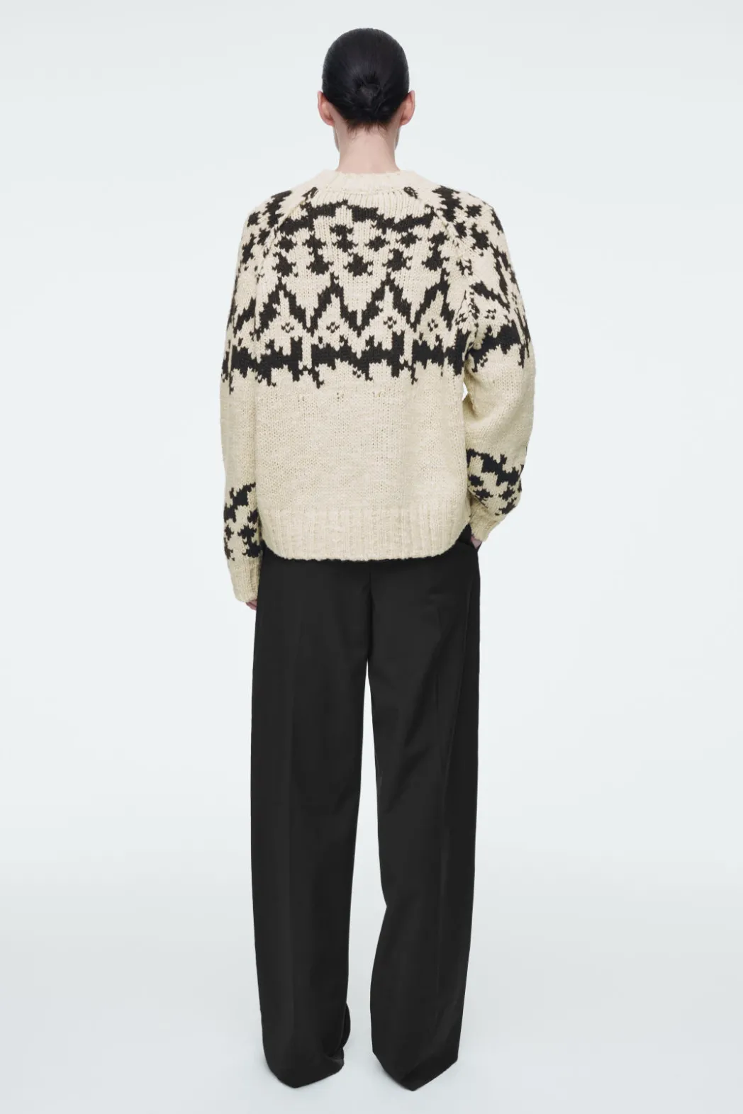 Discount COS FAIR-ISLE WOOL SWEATER IVORY / BLACK