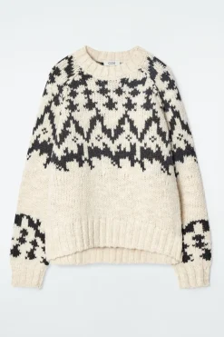 Discount COS FAIR-ISLE WOOL SWEATER IVORY / BLACK
