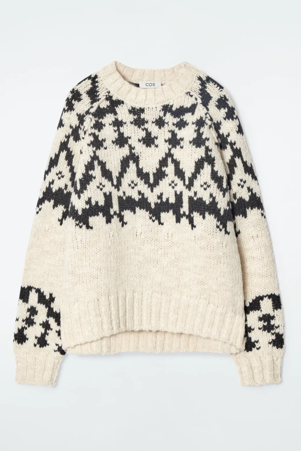 Discount COS FAIR-ISLE WOOL SWEATER IVORY / BLACK