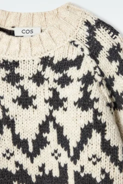 Discount COS FAIR-ISLE WOOL SWEATER IVORY / BLACK
