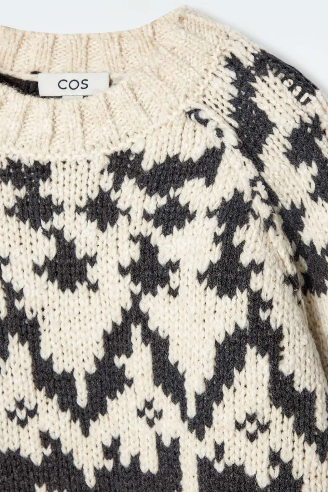 Discount COS FAIR-ISLE WOOL SWEATER IVORY / BLACK