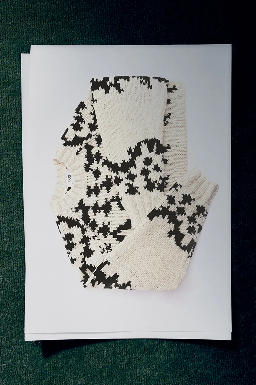 Discount COS FAIR-ISLE WOOL SWEATER IVORY / BLACK