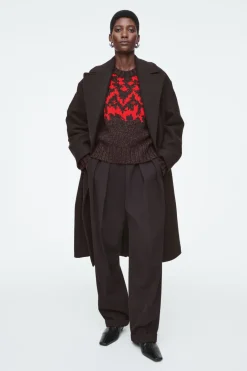 COS FAIR-ISLE WOOL SWEATER BROWN / RED