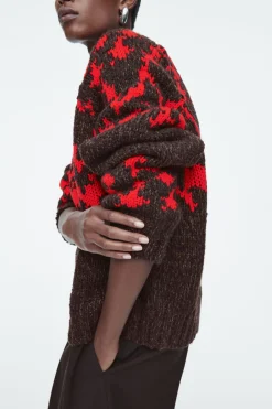 COS FAIR-ISLE WOOL SWEATER BROWN / RED