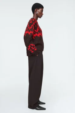COS FAIR-ISLE WOOL SWEATER BROWN / RED
