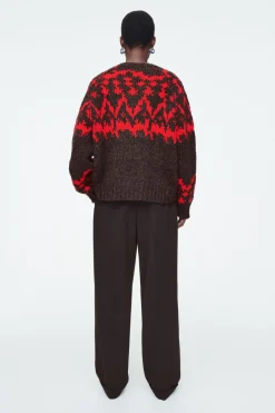 COS FAIR-ISLE WOOL SWEATER BROWN / RED