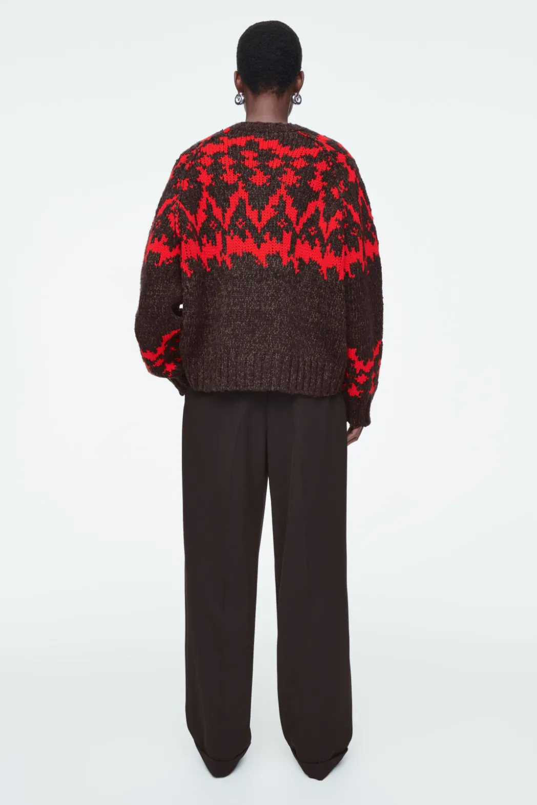 COS FAIR-ISLE WOOL SWEATER BROWN / RED