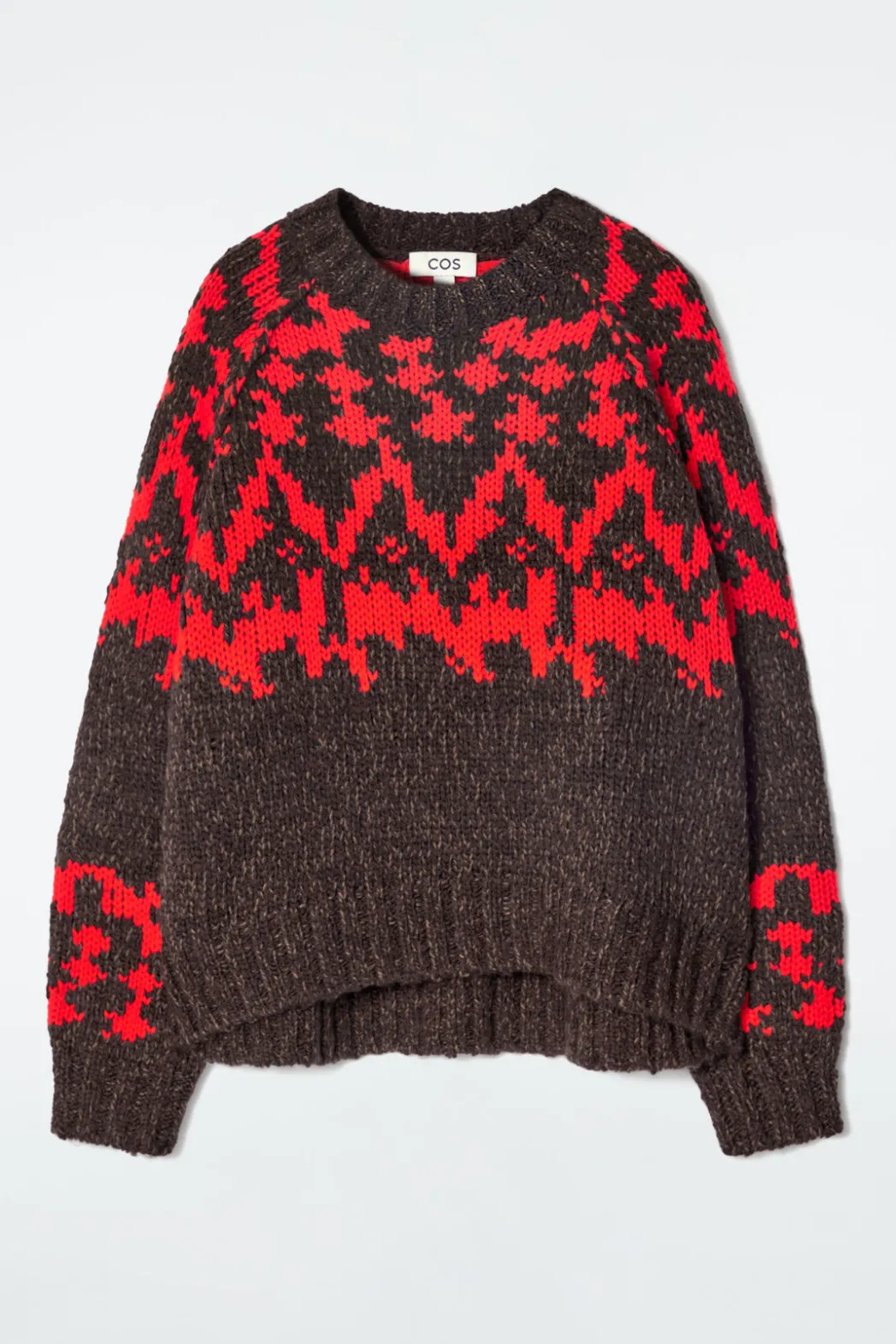 COS FAIR-ISLE WOOL SWEATER BROWN / RED