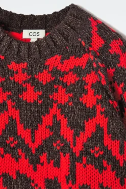 COS FAIR-ISLE WOOL SWEATER BROWN / RED