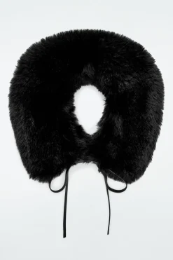 New COS FAUX FUR COLLAR BLACK