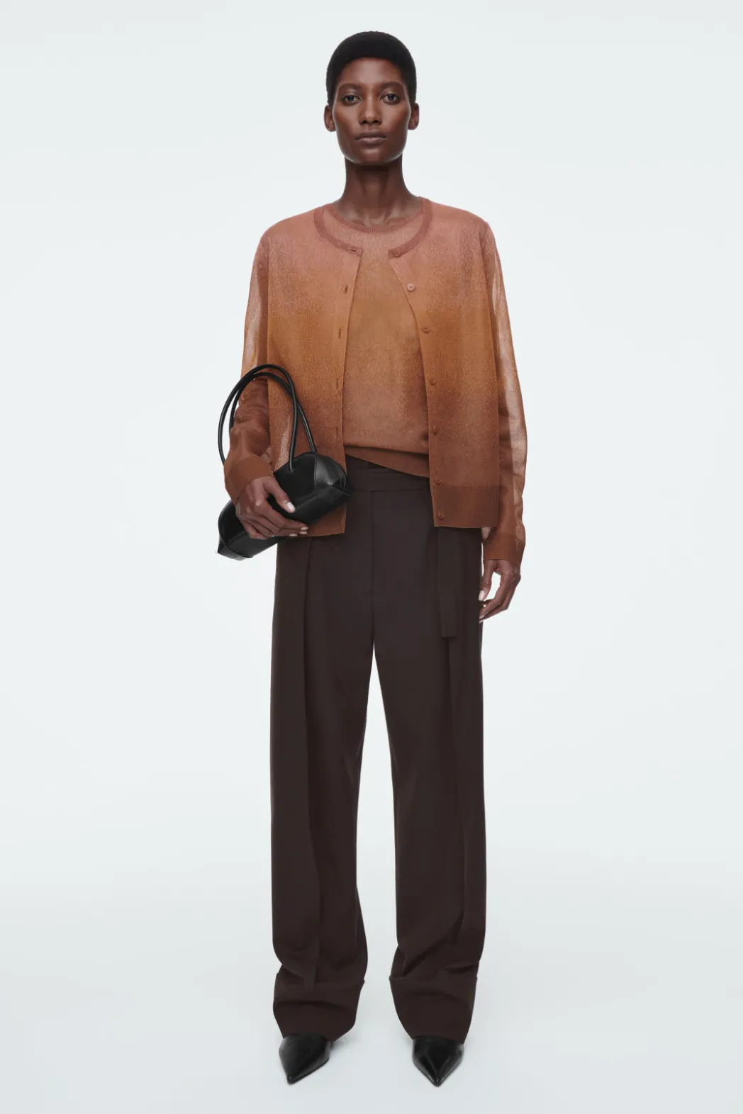 Online COS FINE-KNIT OMBRÉ CARDIGAN BROWN