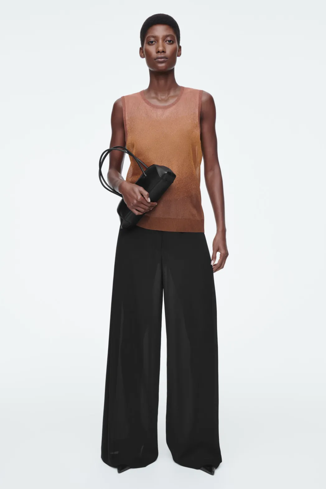 Best COS FINE-KNIT OMBRE TANK TOP BROWN