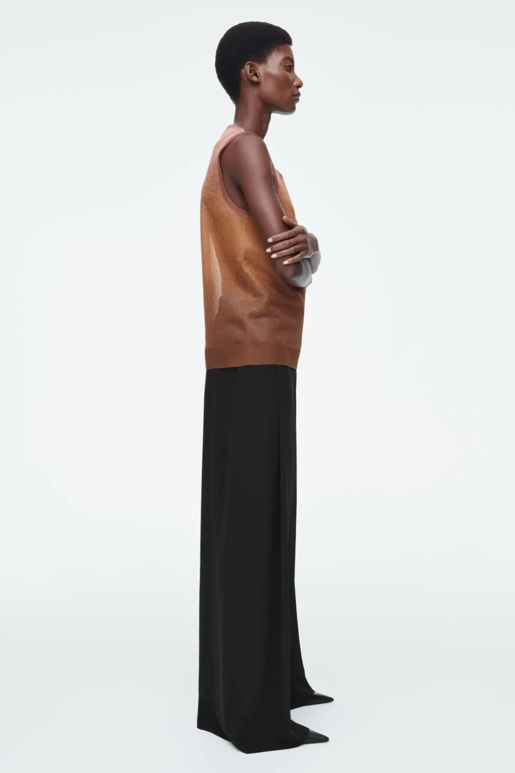 Best COS FINE-KNIT OMBRE TANK TOP BROWN