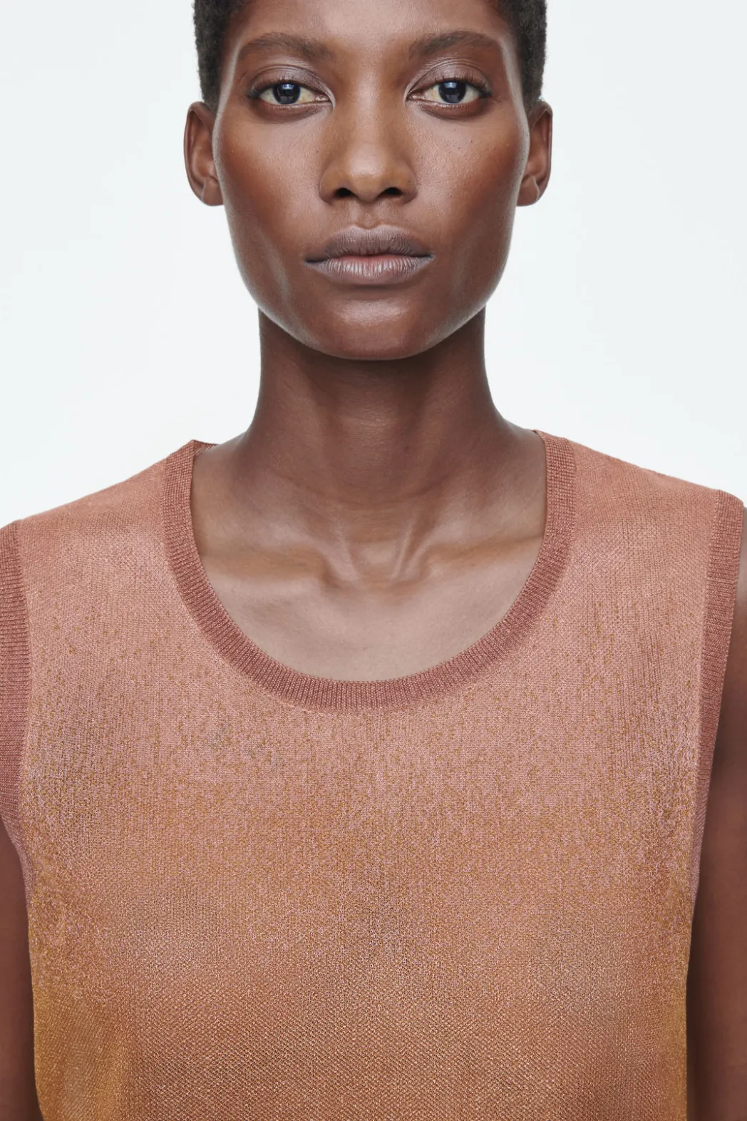 Best COS FINE-KNIT OMBRE TANK TOP BROWN