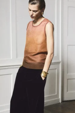 Best COS FINE-KNIT OMBRE TANK TOP BROWN