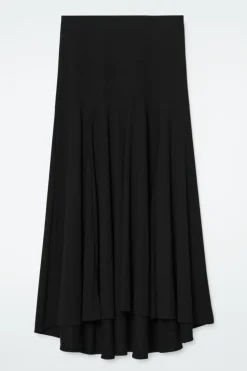 Discount COS FLARED ASYMMETRIC MIDI SKIRT BLACK