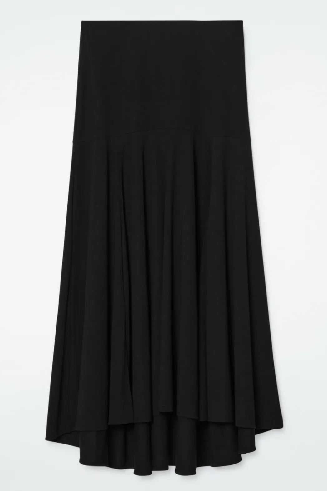 Discount COS FLARED ASYMMETRIC MIDI SKIRT BLACK