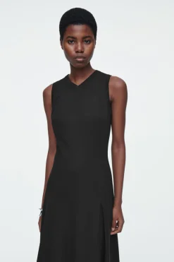 Clearance COS FLARED JERSEY MAXI DRESS BLACK