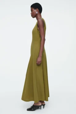 Online COS FLARED JERSEY MAXI DRESS GREEN