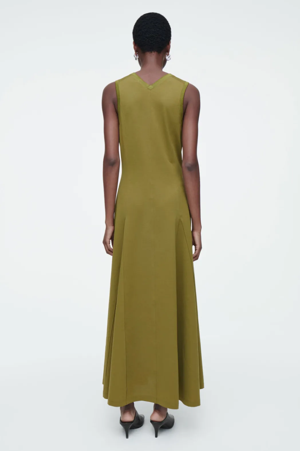 Online COS FLARED JERSEY MAXI DRESS GREEN