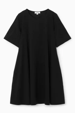 COS FLARED MINI T-SHIRT DRESS BLACK