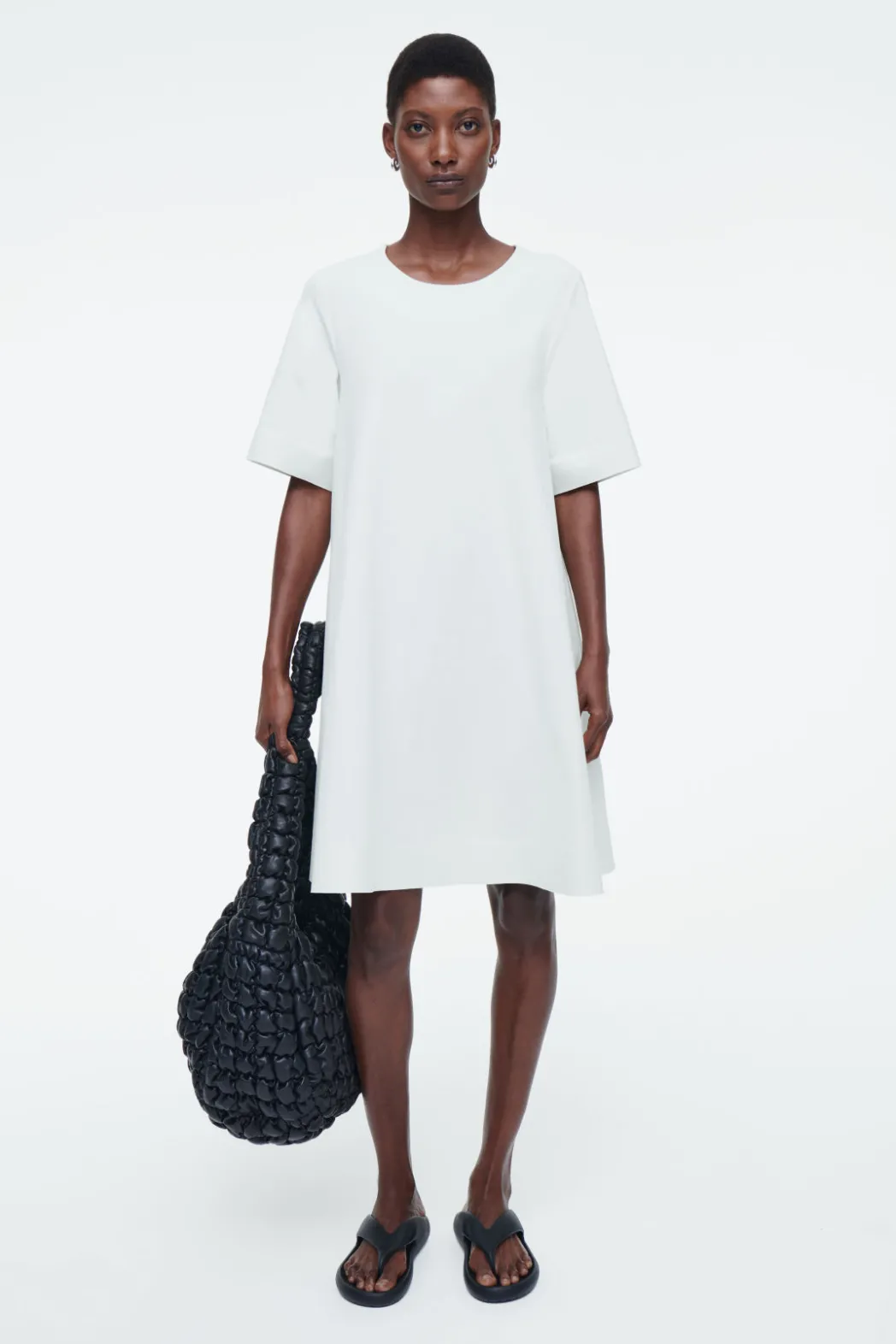Hot COS FLARED MINI T-SHIRT DRESS LIGHT GRAY
